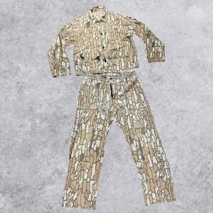 Vintage Trebark Camo 2 Piece Set Shirt & Pants Hunting Camouflage Men L 34x30